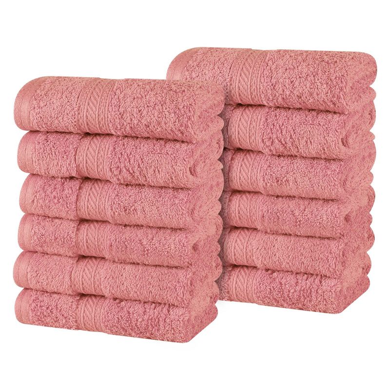 Cotton Plush Soft Highly-Absorbent Heavyweight Luxury Face Towel Washcloth Set of 12 by Blue Nile Mills, 1 of 7