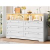 6 Drawer Dresser with Power Outlet and Leg Lights, Modern Wood Dressers & Chests of Drawers with 2 Open Shelves for Bedroom, Living Room - 2 of 4