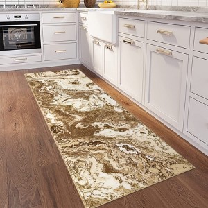 Abstract Marble Accent Rug, Soft Luxury Carpet for High Traffic Areas, Washable Rugs - 1 of 4