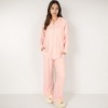 Anna-Kaci Lounge Women's Waffle Knit Pajama Set with Long Sleeve Button Down Top and Relaxed Fit Pants - 2 of 4