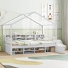 Infans Twin Size House Bed Wooden Platform Bed Frame with Roof & 14 Storage Cubes - 3 of 4