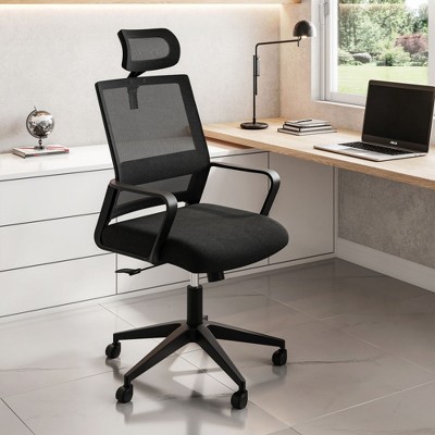 ALEXOUN Ergonomic Swivel Office Chair with Lumbar Support and Adjustable Headrest,for Home,Office,Black