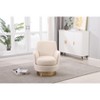 Lyngins Swivel Accent Chair with Stainless Steel Base,Upholstered Swivel Round Barrel Chair,Velvet Sofa Chair for Bedroom,Living Room - 2 of 4