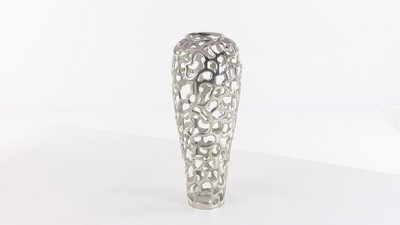 Silver Aluminum Hollow Pattern Decorative Vase