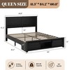 Queen Size Platform Bed with Upholstered Headboard, Charging Station and LED - 3 of 4