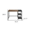 HomeRoots 43" Brown and Black Wood and Metal H-Shape Computer Desk - 3 of 4