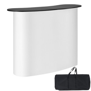 VEVOR Portable Tradeshow Podium Table, Display Exhibition Counter Stand Booth Fair with Wall,Foldable Promotion Retail Bar Table Pop Up Podium,White - 1 of 4