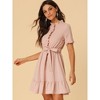 Allegra K Women's Ruffle Hem Fit and Flare Frill Trim Button Front Dresses - 2 of 4