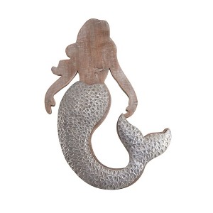 Elements Mermaid Wall Decor - Coastal Nautical Art for Kitchen, Living Room, Bedroom, Beach House - Metal and Wood - 1 of 4