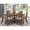 HomeStock 7-Piece Distressed Jacobean Finish Solid Wood Top Dining Table with 6 Parson Chairs - 2 of 4