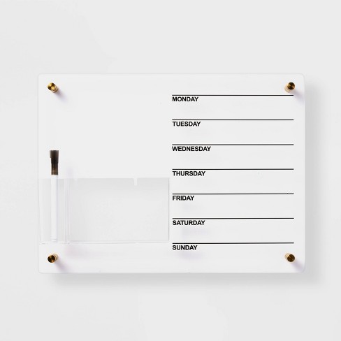 russell+hazel Acrylic Monthly Calendar with Pen Holder Clear