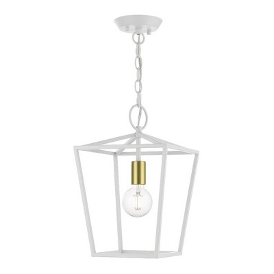 Livex Lighting Devonshire 1 - Light Pendant in  White/Satin Brass