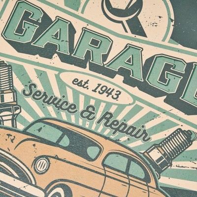 Vintage Classic Car Garage Round MDF Wall Plaque