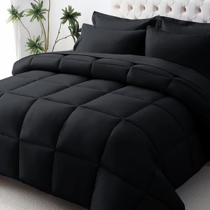 7-Piece Queen Bed-in-a-Bag, Ultra-Soft Black Comforter Set with Sheets & Shams - 1 of 4