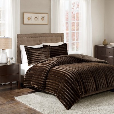 Chocolate Full Faux Fur 3-Piece Comforter Set