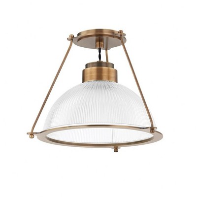Troy Lighting Glint 1 - Light Semi-Flush Mount in  Patina Brass Clear Shade