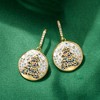 Ross-Simons 0.28 ct. t.w. Multi-Gemstone, Mother-Of-Pearl and Abalone Shell Mosaic Inlay Christmas Tree Drop Earrings With Enamel in 18kt Gold Over - 3 of 4