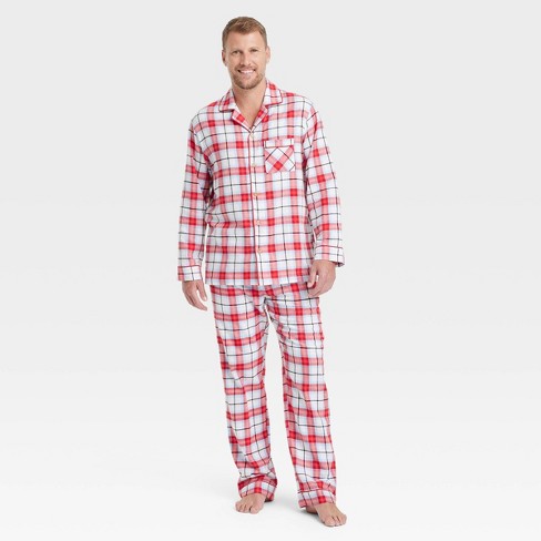 Men s Plaid Flannel Holiday Matching Family Pajama Set Wondershop White Xxl Target