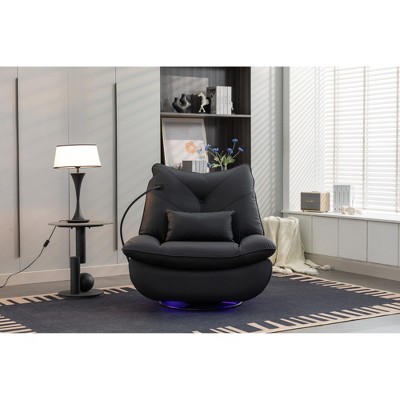 270° Swivel Glider Recliner Chair with Power Recline, USB & Type-C Charging Ports, Bluetooth Speaker, Hidden Arm Storage, and Atmosphere Lamp