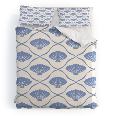 Deny Designs thespacehouse Coastal Ocean Blue Seashells Duvet and Sham Set