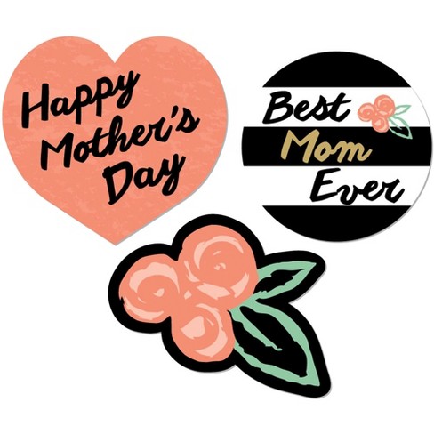 Big Dot of Happiness Colorful Floral Happy Mother's Day - We Love Mom Party  Circle Sticker Labels - 24 Count