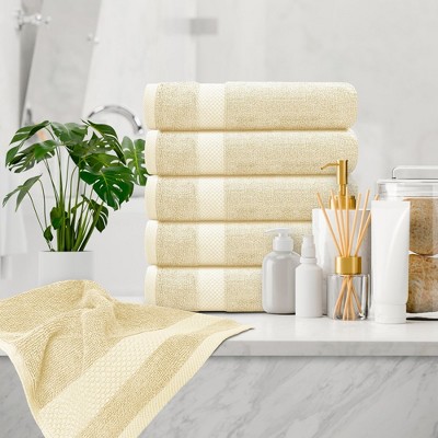 Luxury Beige Turkish Cotton Quick-Dry Hand Towels Set of 6