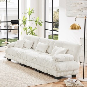 3-Seater Sectional Sofa Deep Seat Sofa Couch Chenille Soft Comfy Upholstered Sofa for Living Room, Apartment-Tanpinhause - 1 of 4