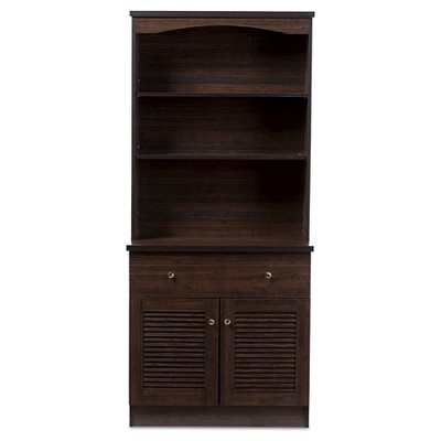 Elegant Dark Espresso Engineered Wood and PU Veneer China Cabinet