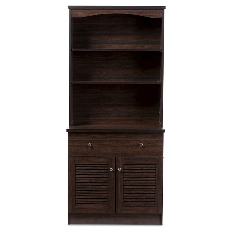 Agni Modern and Contemporary Buffet and Hutch Kitchen Cabinet - Dark Brown - Baxton Studio, 4 of 7