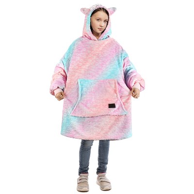 Catalonia Blanket Hoodie Sweatshirt for Kids, Oversized Wearable Fleece Blanket Sweatshirt with Large Front Pocket, Teen Boys Girls Gift