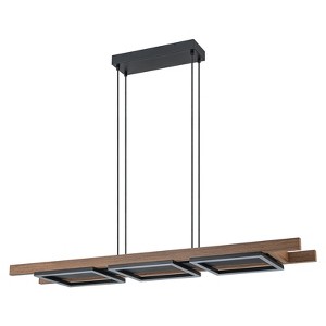 LLHZSY 3-Light Farmhouse Rustic Wood Linear Chandelier 47 1/5"  Rectangular Kitchen Island Pendant Fixture with Integrated LED - 1 of 4