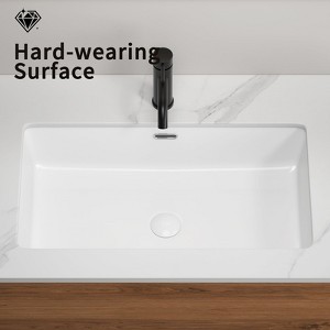Hrinhom 27.6"W Rectangle Undermount Bathroom Sink Under Counter,Modern Kitchen Ceramic Basin Sink Without Faucet - 1 of 4