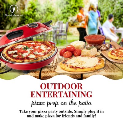 Red Electric Indoor/Outdoor Pizza Oven with Ceramic Stone