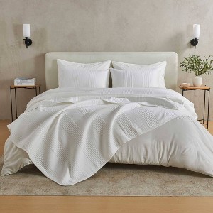 Isla Jade Twin/Twin XL Channel Stitched Jersey Knit Quilt Set White - 1 of 4