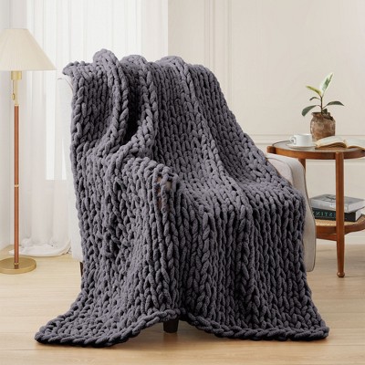 Peace Nest Handmade Chunky Knit Chenille Yarn Throw Blanket 50"x60"