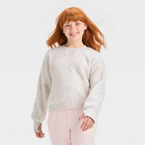 Girls' Cozy Lightweight Fleece Crewneck Sweatshirt - All In Motion™ : Target