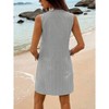 Women's Casual Striped Sleeveless Dress V - Neck with Grommet Details and Pockets - 4 of 4