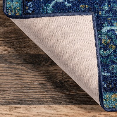 Reversible Blue Synthetic Vintage Persian Area Rug