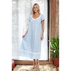 ADR Women's Cotton Nightgown, Ruffled Short Sleeve Lace Trimmed Long Vintage Night Dress Gown - 2 of 4