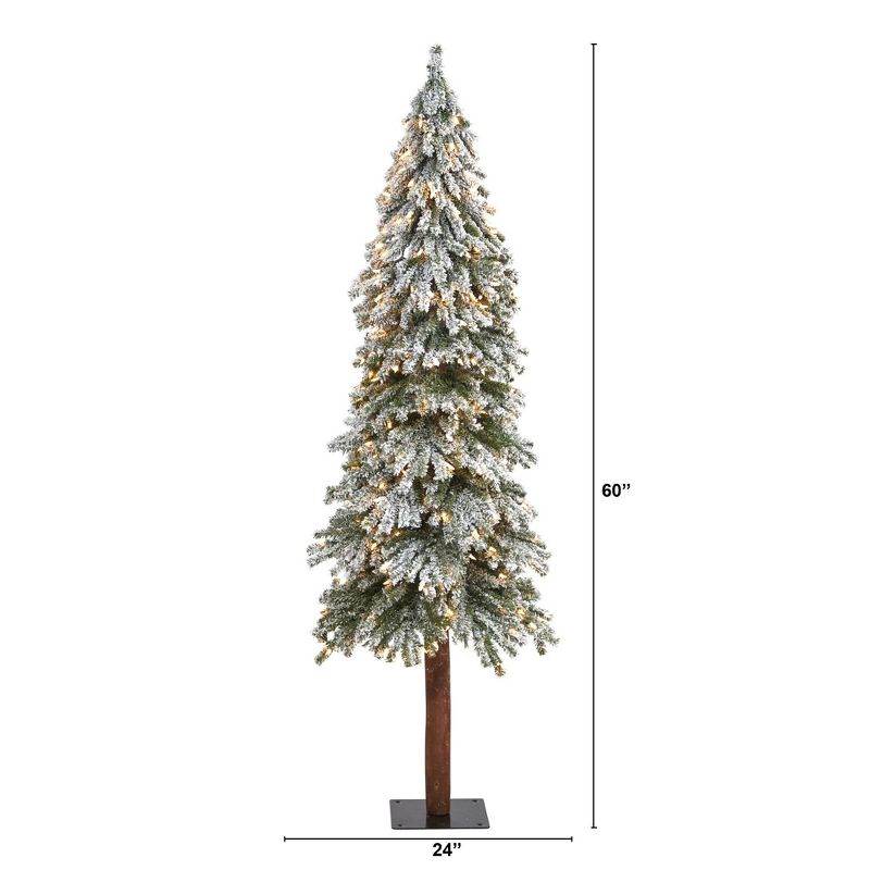 6ft Nearly Natural Pre-Lit Flocked Grand Alpine Artificial Christmas Tree Clear Lights, 3 of 8
