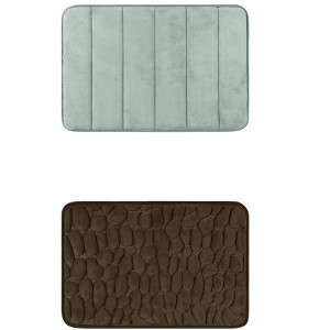 Unique Bargains 2Pcs Non Slip Absorbent Thick Soft Quick Dry Bathroom Bath Rugs - 1 of 4
