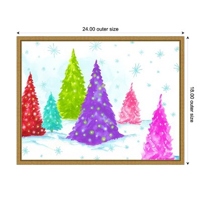 Magic Christmas Trees Colorful Canvas Wall Art Print