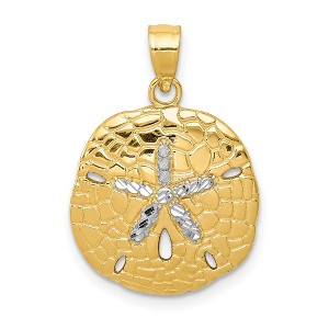 Black Bow Jewelry Two Tone Diamond Cut Sand Dollar Pendant in 14k Gold and Rhodium - 1 of 4
