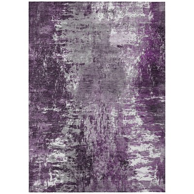 Eggplant Purple And Lavender Abstract Washable Indoor Outdoor Area Rug