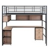 Whisen Industrial Style Metal Loft Bed with Bookcase, Desk and Multiple Storage Areas, Full-length Guardrails - 4 of 4