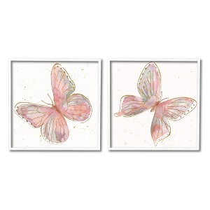 Stupell Industries Pink & Glam Butterflies Nature Black Framed Giclee Art (Set of 2) - 1 of 4
