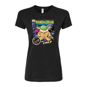 Women's - Star Wars - The Mandalorian Grogu Comic Cover Fitted Graphic T-Shirt - 1 of 3
