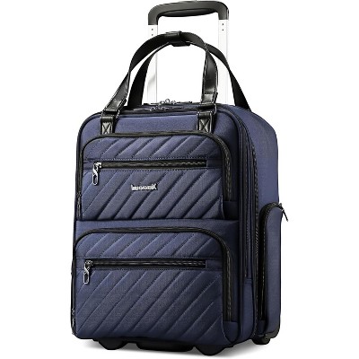 LUGGEX Underseat Carry On Luggage with Wheels, Softside Personal Item, Underseat 16 Inch, Blue Black