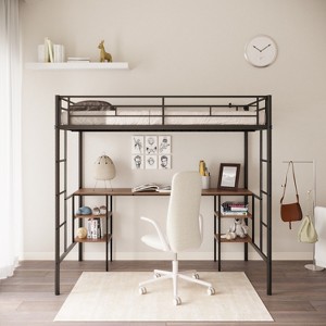 VYNXARIA Twin-size Loft Bed with Table & Shelves - 1 of 4