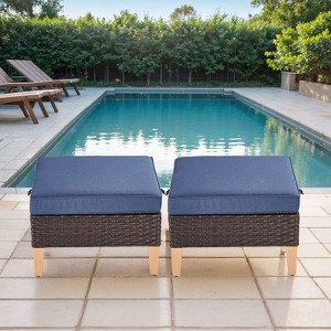 Gymojoy 2PCS Outdoor Patio Ottomans Wicker Ottomans Multipurpose Outdoor Furniture for Patio - 1 of 4